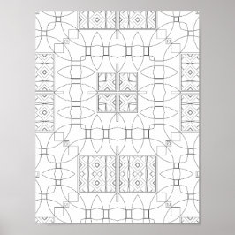 Ornate Tile Pattern Coloring Page Symmetry Design Poster
