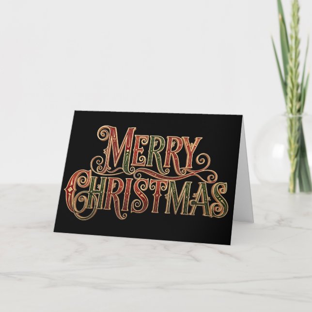 Ornate Vintage Merry Christmas Calligraphy  Karte (Vorderseite)