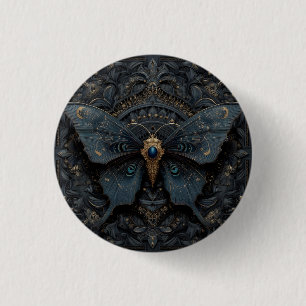 Ornater dunkelblauer Schmetterling mit Goldfiligra Button