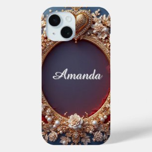 Ornater Goldherzrahmen mit Perlen Case-Mate iPhone Hülle