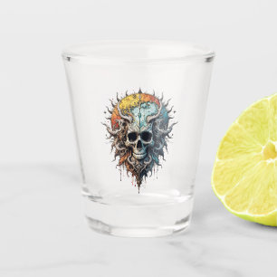 Ornater Kosmischer Totenkopf-Gotik-Barock-Mandala Schnapsglas