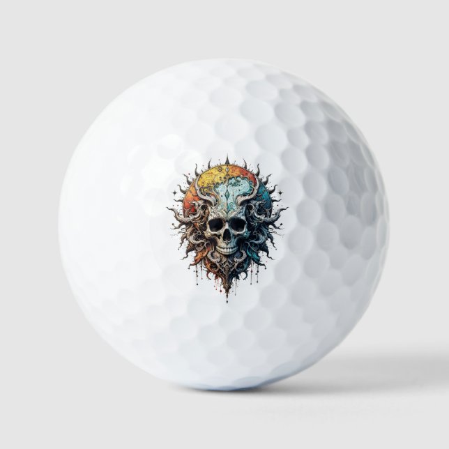 Ornater Kosmischer Totenkopf - Gotischer Barock-Ma Golfball (Vorderseite)