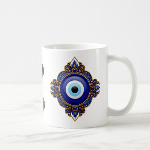 Ornates Blaues Böse-Augen-Sublimationsdesign Kaffeetasse