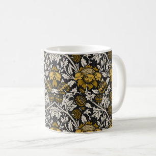 Ornates Blumenmuster mit großen goldenen Blumen Kaffeetasse