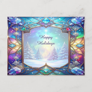 Ornates Buntglas-Muster-Feiertags-Postkarte Postkarte