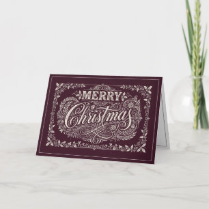 Ornates burgunderrotes vintage Frohe Weihnachten