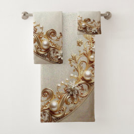 Ornates Gold-Verzierungshandtuch-Set Badhandtuch Set