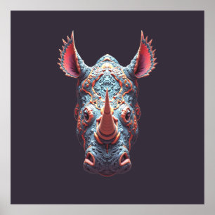 Ornates Rhino-Porträt - psychedelische Geistermask Poster