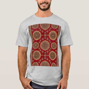 Ornates rotes Medaillon-Vintage-Teppichmuster T-Shirt