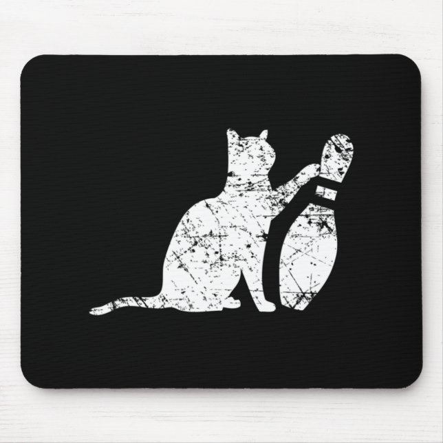 Ornery Alley Cat Tipping Bowling Button Fun Team G Mousepad (Vorne)