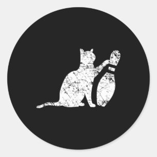 Ornery Alley Cat Tipping Bowling Pin Funny Team Gi Runder Aufkleber