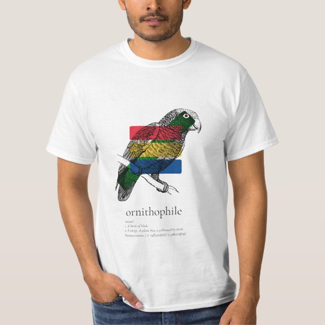 Ornithophile: Papageienskizze mit Farbblöcken T-Shirt (Vorderseite)