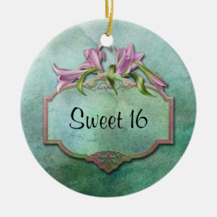 Ornment rosa Lilien-Bonbon 16 Keramik Ornament