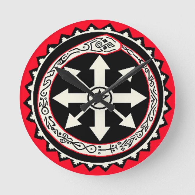 Oroburos mit Chaos Star Runde Wanduhr (Vorderseite)