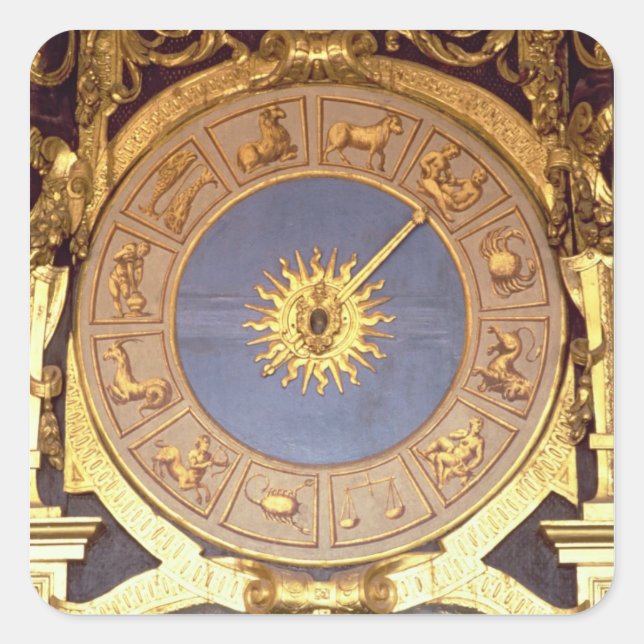 Orologio Zodicale (Zodiac Clock) (Fresko und Goldm Quadratischer Aufkleber (Vorderseite)
