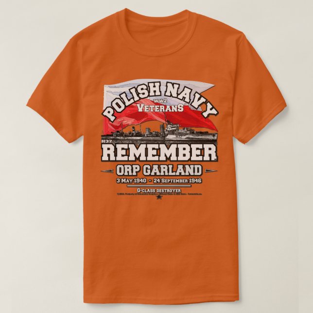 ORP Garland Polnische Marine WW2 T-Shirt (Design vorne)