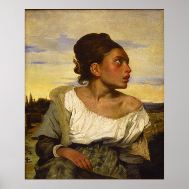 Orphan Girl am Friedhof von Eugene Delacroix Poster (Vorne)