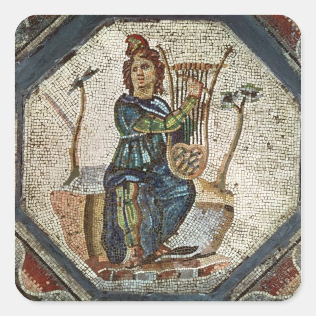 Orpheus bezaubert die Tiere Quadratischer Aufkleber (Vorderseite)