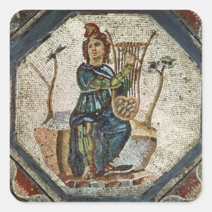 Orpheus bezaubert die Tiere Quadratischer Aufkleber