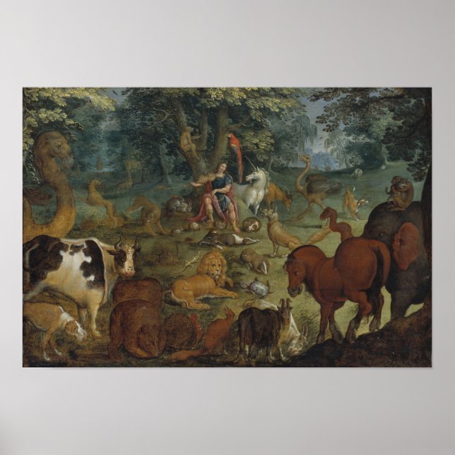 Orpheus Charming the Beasts (Öl auf Tafel) Poster (Vorne)