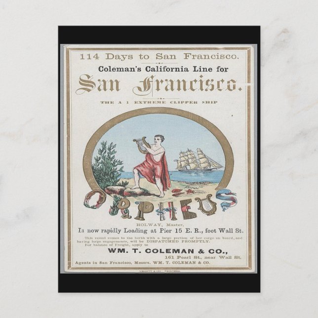 Orpheus Clipper Sailing Postkarte (Vorderseite)