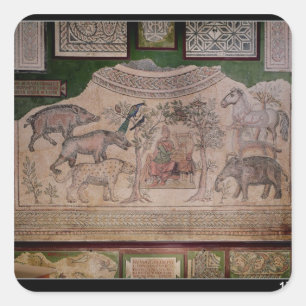 Orpheus, der die Tiere bezaubert Quadratischer Aufkleber