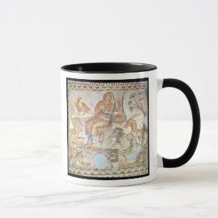 Orpheus, der zu den Tieren, römisches Mosaik Tasse