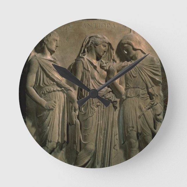 Orpheus, Eurydice und Hermes (Marmor) Runde Wanduhr (Vorderseite)