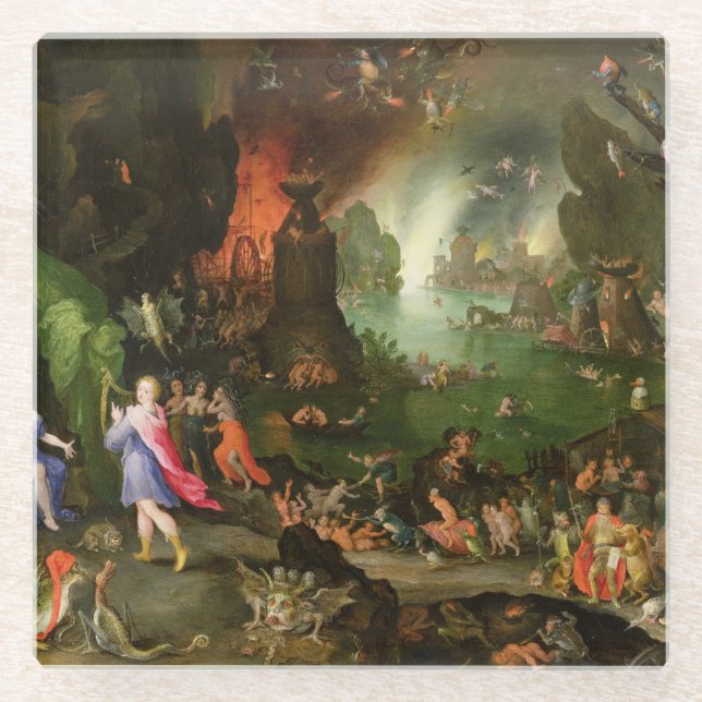 Orpheus mit einer Harfe, die zu Pluto spielt Glasuntersetzer (Vorderseite)