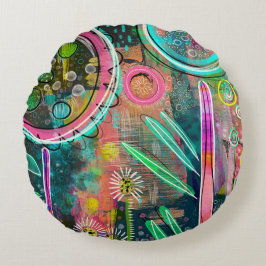 Orphische Herkunft - Natur Inspiriert Blumenkunst  Rundes Kissen