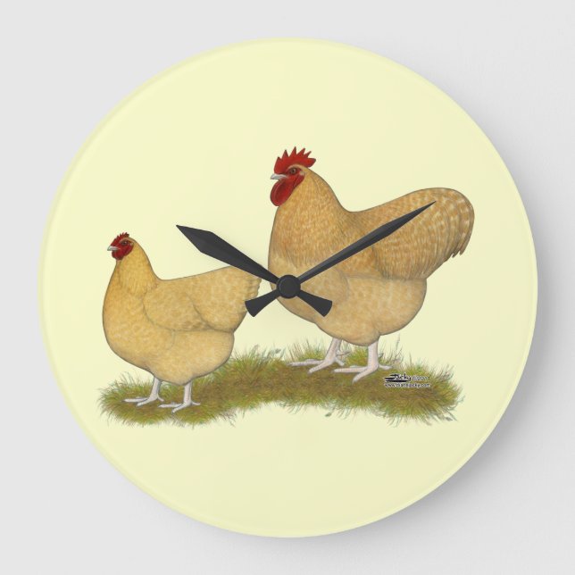 Orpingtons Zitronen-Kuckuck Große Wanduhr (Vorderseite)