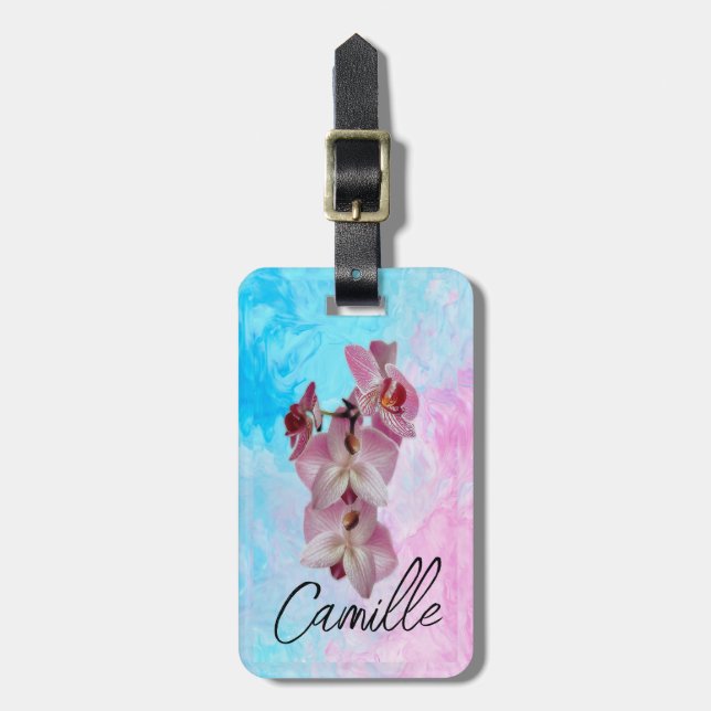 Orquídea, belleza en cada viaje, personalizado gepäckanhänger (Vorderseite vertikal)