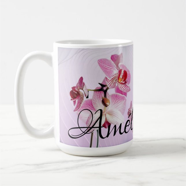 Orquídea rosa Taza personalizada: fotos/nombre Kaffeetasse (Links)