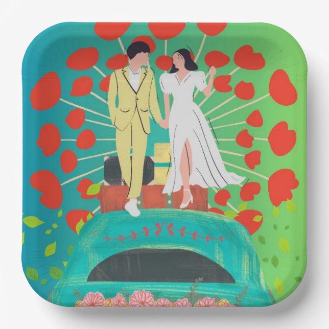 Ort der Hochzeitsfeier Pappteller (Vorderseite)