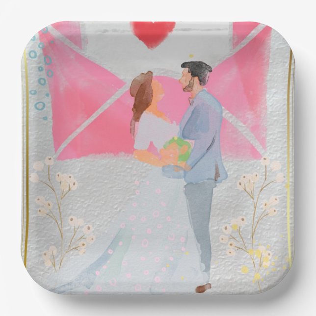 Ort der Hochzeitsfeier Pappteller (Vorderseite)