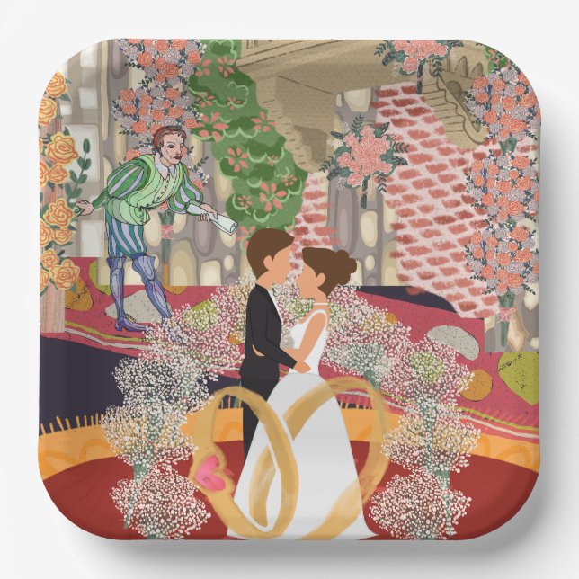 Ort der Hochzeitsfeier Pappteller (Vorderseite)