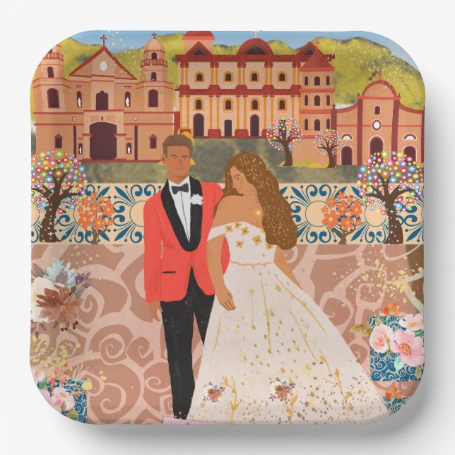 Ort der Hochzeitsfeier Pappteller (Vorderseite)