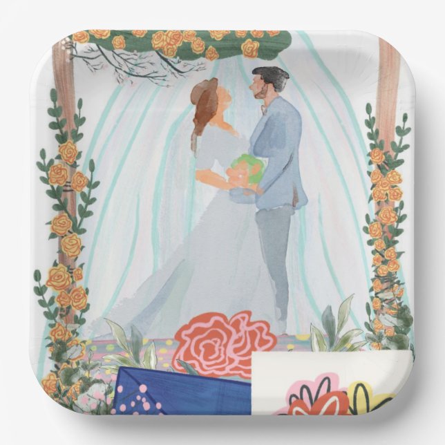 Ort der Hochzeitsfeier Pappteller (Vorderseite)