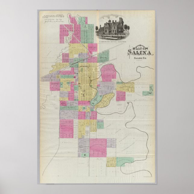 Ort der Stadt Salina, Kansas Poster (Vorne)