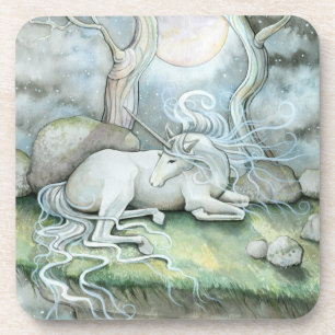 Ort des Friedens Wasserfarben Kunst Einhorn Fantas Untersetzer