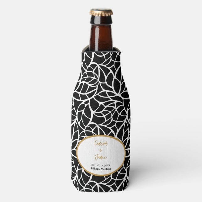 Ort des modernen botanischen Hochzeitdatums Flaschenkühler (Flaschenvorderseite)