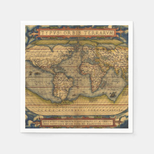 Ortelius 1570 Weltkarte: Antike Kartographie Serviette