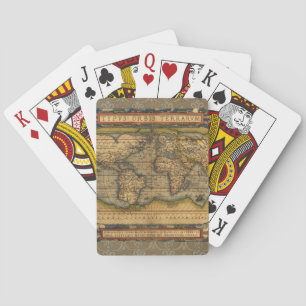 Ortelius 1570 Weltkarte: Antike Kartographie Spielkarten
