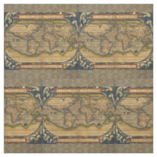 Ortelius 1570 Weltkarte: Antike Kartographie Stoff