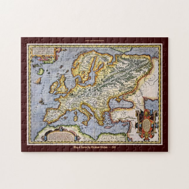 Ortelius' 1595 Karte von Europa groß Jigsaw Puzzle (Horizontal)