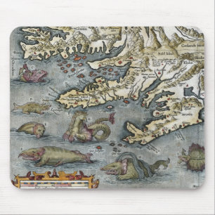 Ortelius Karte Seeungeheuer Mauspad
