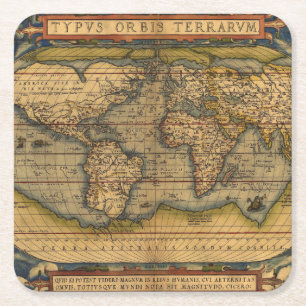 Ortelius Weltkarte 1570: Antike Kartographie Rechteckiger Pappuntersetzer