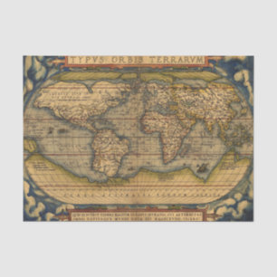Ortelius Weltkarte 1570: Antike Kartographie Seidenpapier