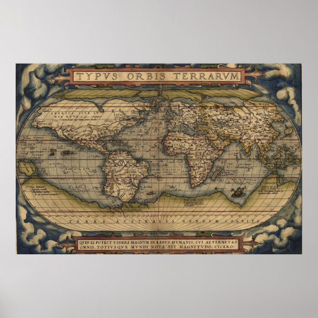 Ortelius World Map Circa 1590 Poster (Vorne)