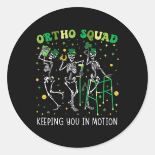 Ortho Squad Dancing Skeletons St Patricks Orthoped Runder Aufkleber